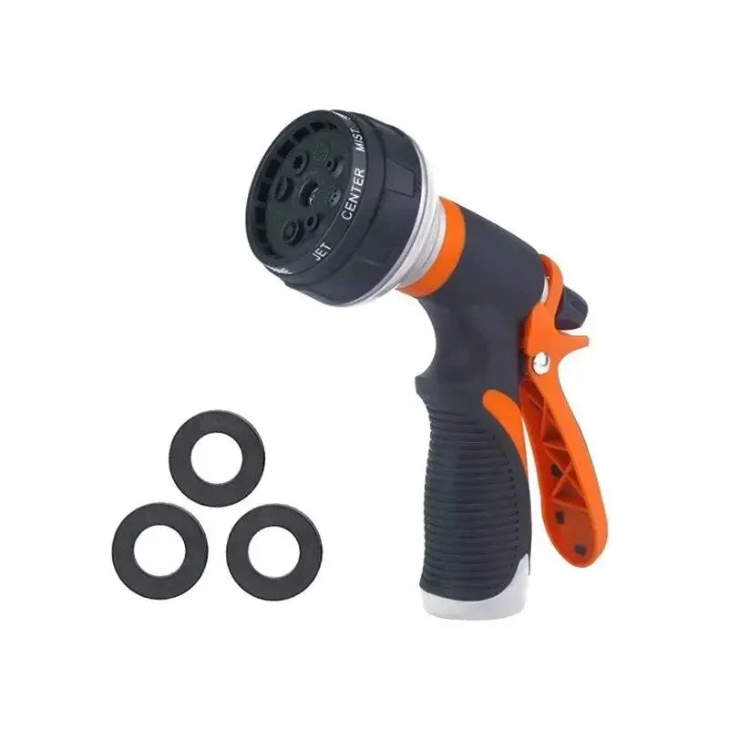 Functional Garden Hose Nozzle Garden Watering Car Wash Adjustable Glue Spray Water Gun TPR Drop Corrosion Resistant
