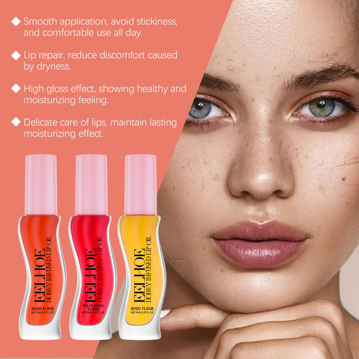 Eelhoe Hyaluronic Acid Lip Moisturizing Oil Series Lasting Shine Non Stick Base Makeup Remove Fine Lines Lips Plumping Essences