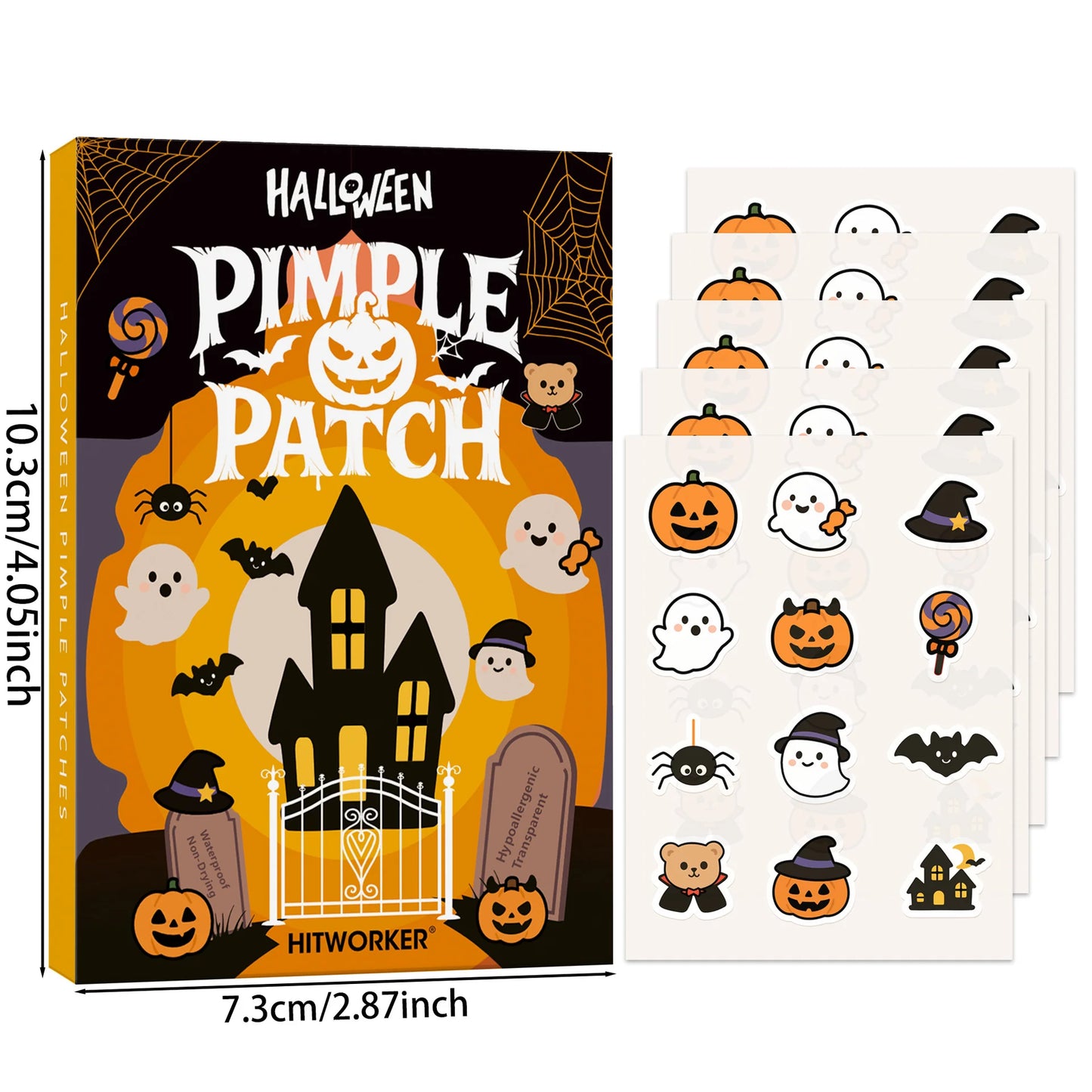 60pcs Acne Patch Halloween Pimple Patches: Invisible & Breathable for Flawless Makeup | Ghost & Pumpkin Designs