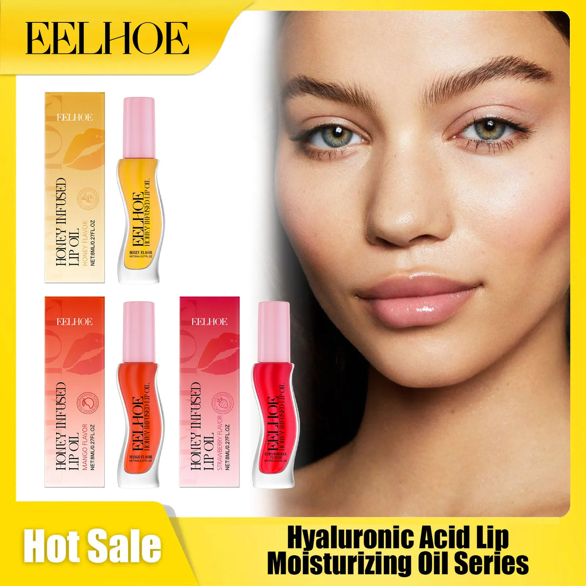 Eelhoe Hyaluronic Acid Lip Moisturizing Oil Series Lasting Shine Non Stick Base Makeup Remove Fine Lines Lips Plumping Essences