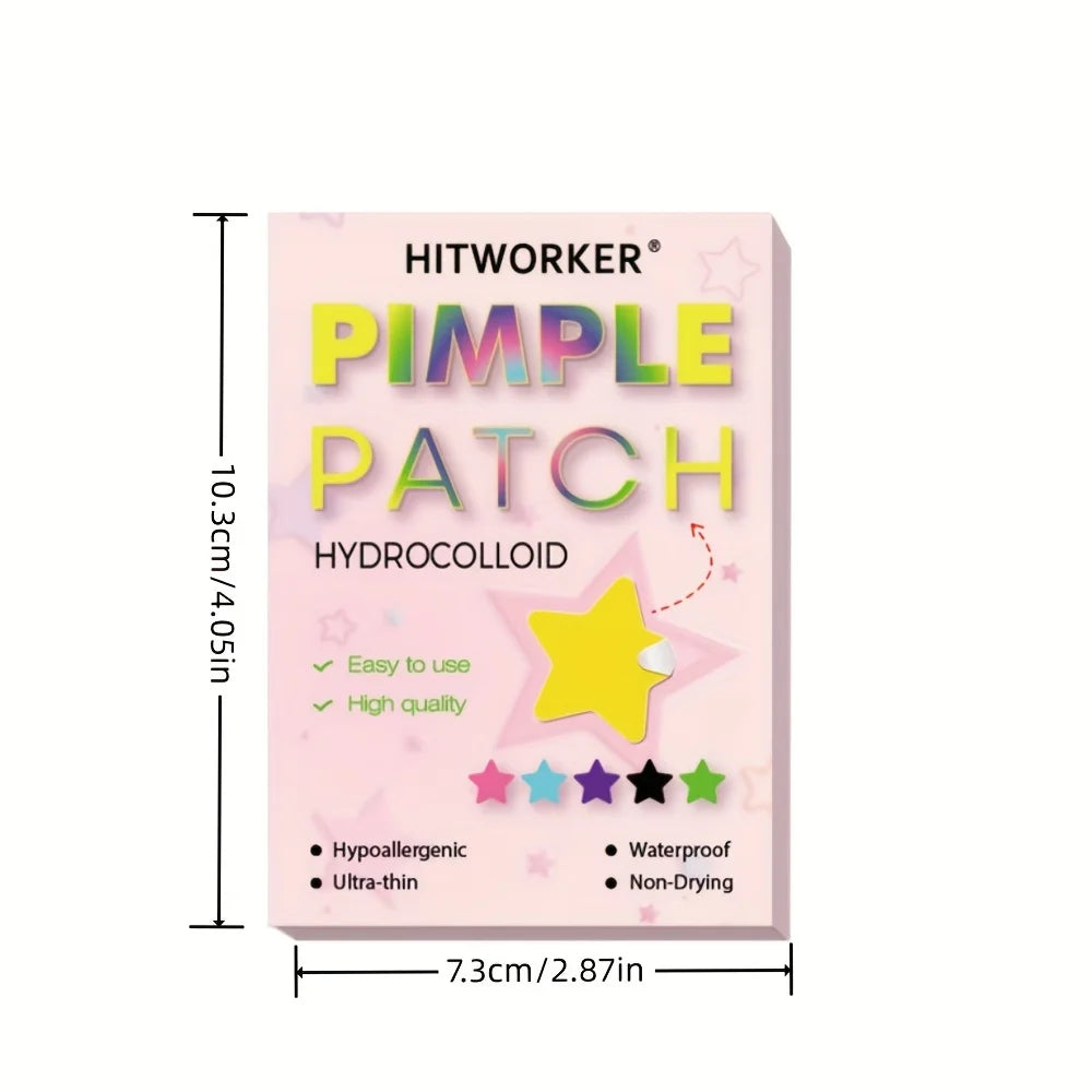 648pcs Multicolor Star Acne Patches - Mixed Color Cute Blemish Cover Invisible Spot Stickers, Pink Box